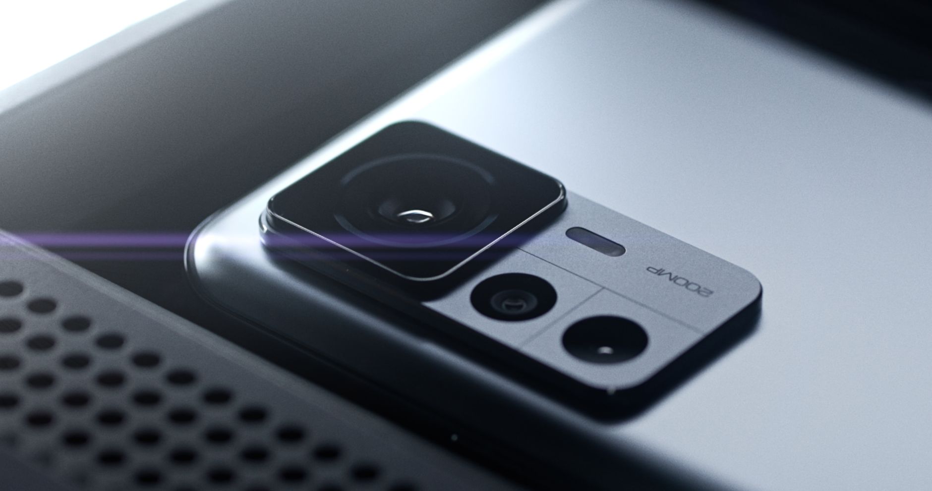 High-resolution close-up of a contemporary smartphone camera lens with sleek design.